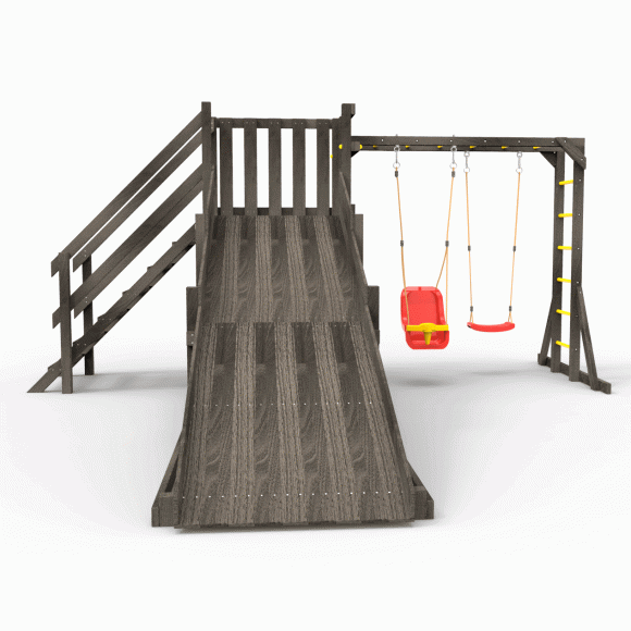 Детская площадка - деревянная горка Пикник «Зима №2» Black с рукоходом