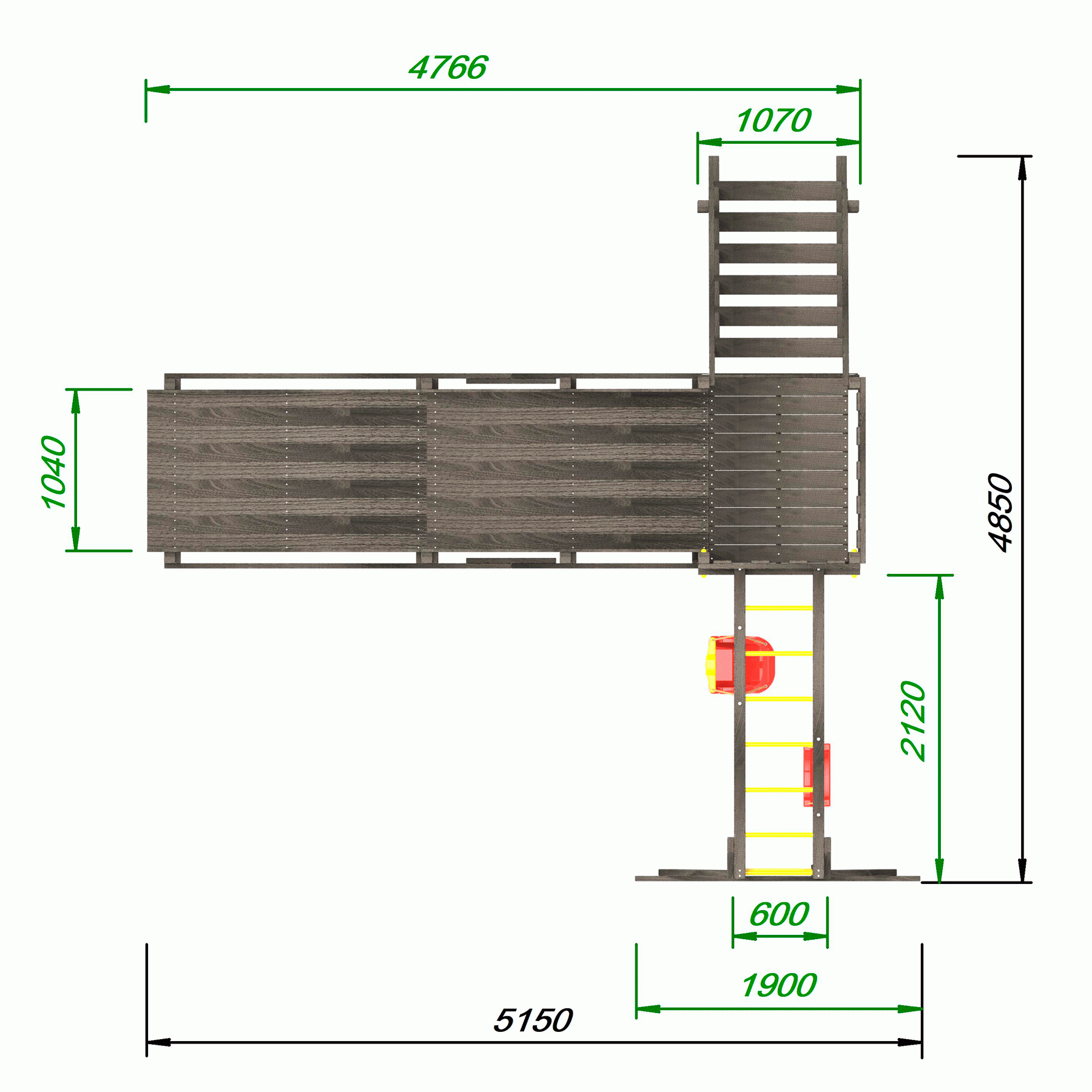 Детская площадка - деревянная горка Пикник «Зима №2» Black с рукоходом