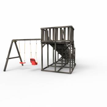 Детская площадка - деревянная горка Пикник «Зима №3» Блэк с качельной балкой