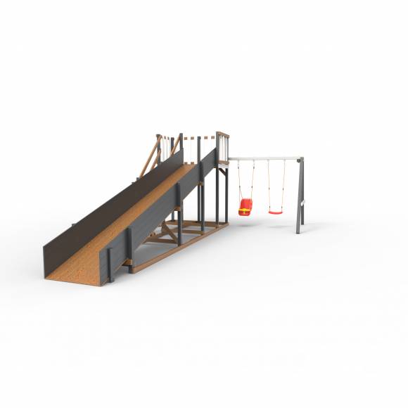 Детская площадка - деревянная горка Пикник «Зима №3» Ультра  с качельной балкой