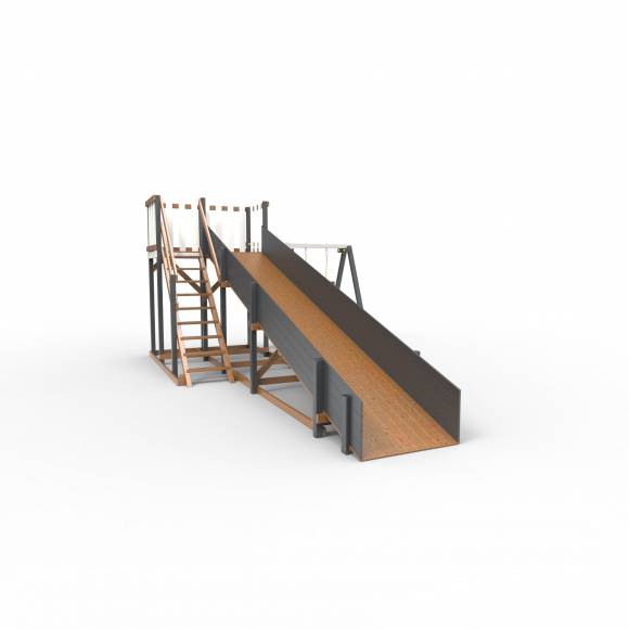 Детская площадка - деревянная горка Пикник «Зима №3» Ультра  с качельной балкой