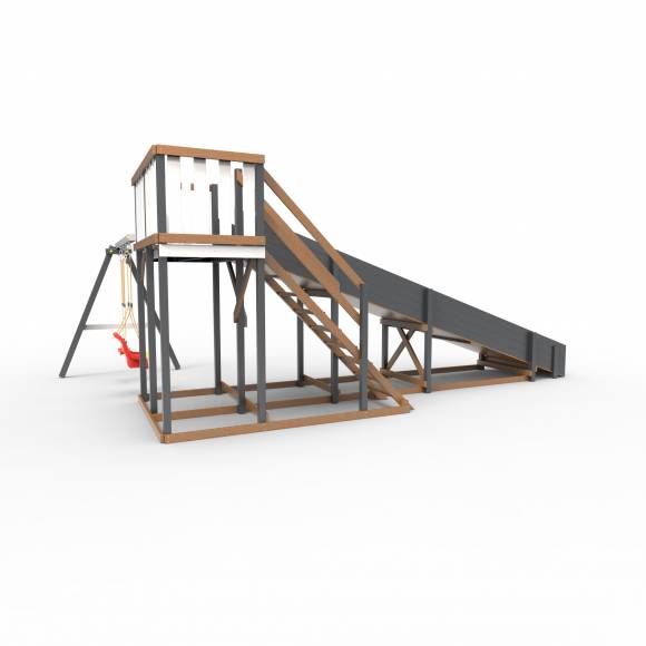Детская площадка - деревянная горка Пикник «Зима №3» Ультра  с качельной балкой