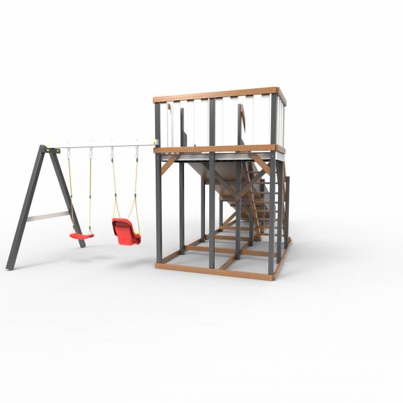 Детская площадка - деревянная горка Пикник «Зима №3» Ультра  с качельной балкой