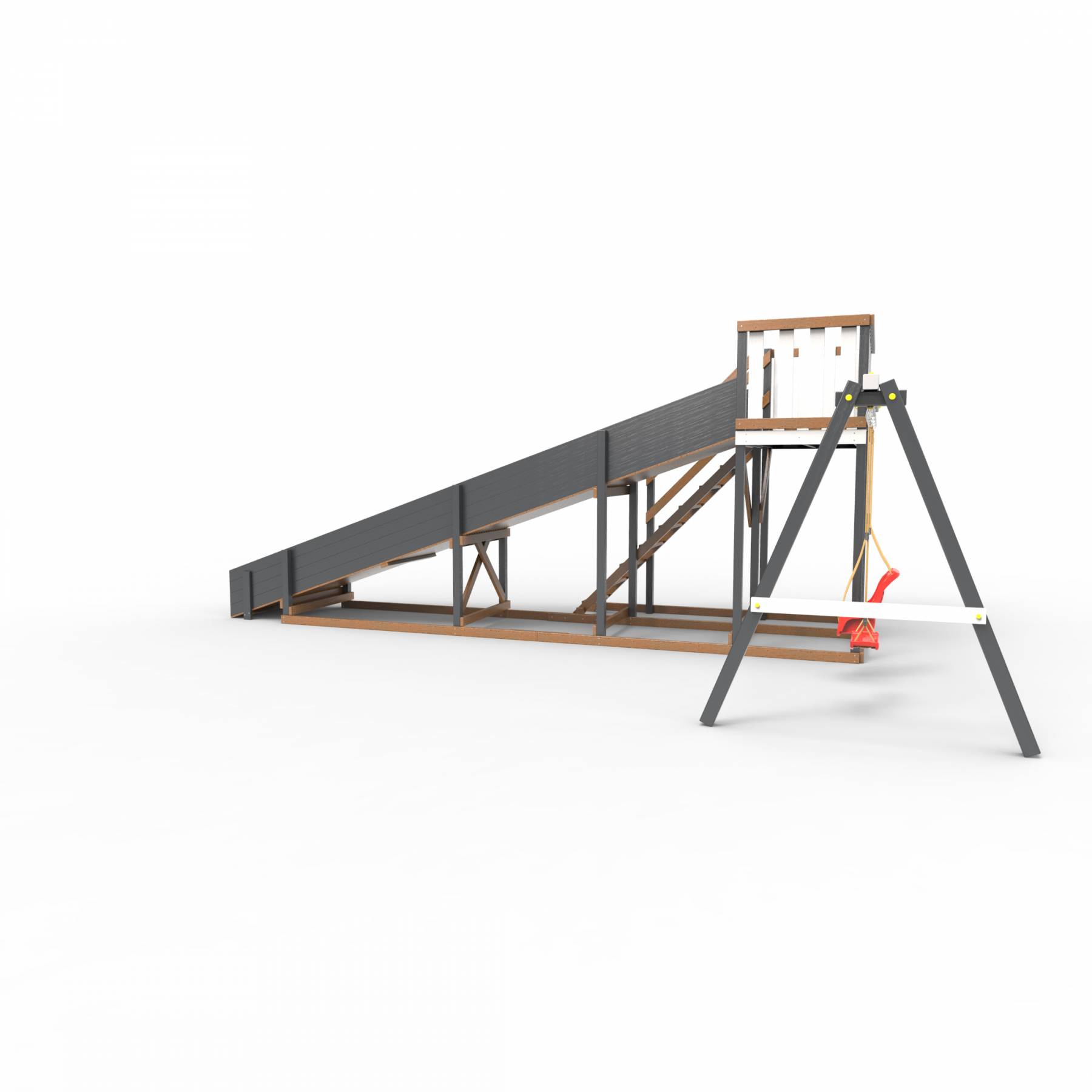 Детская площадка - деревянная горка Пикник «Зима №3» Ультра  с качельной балкой