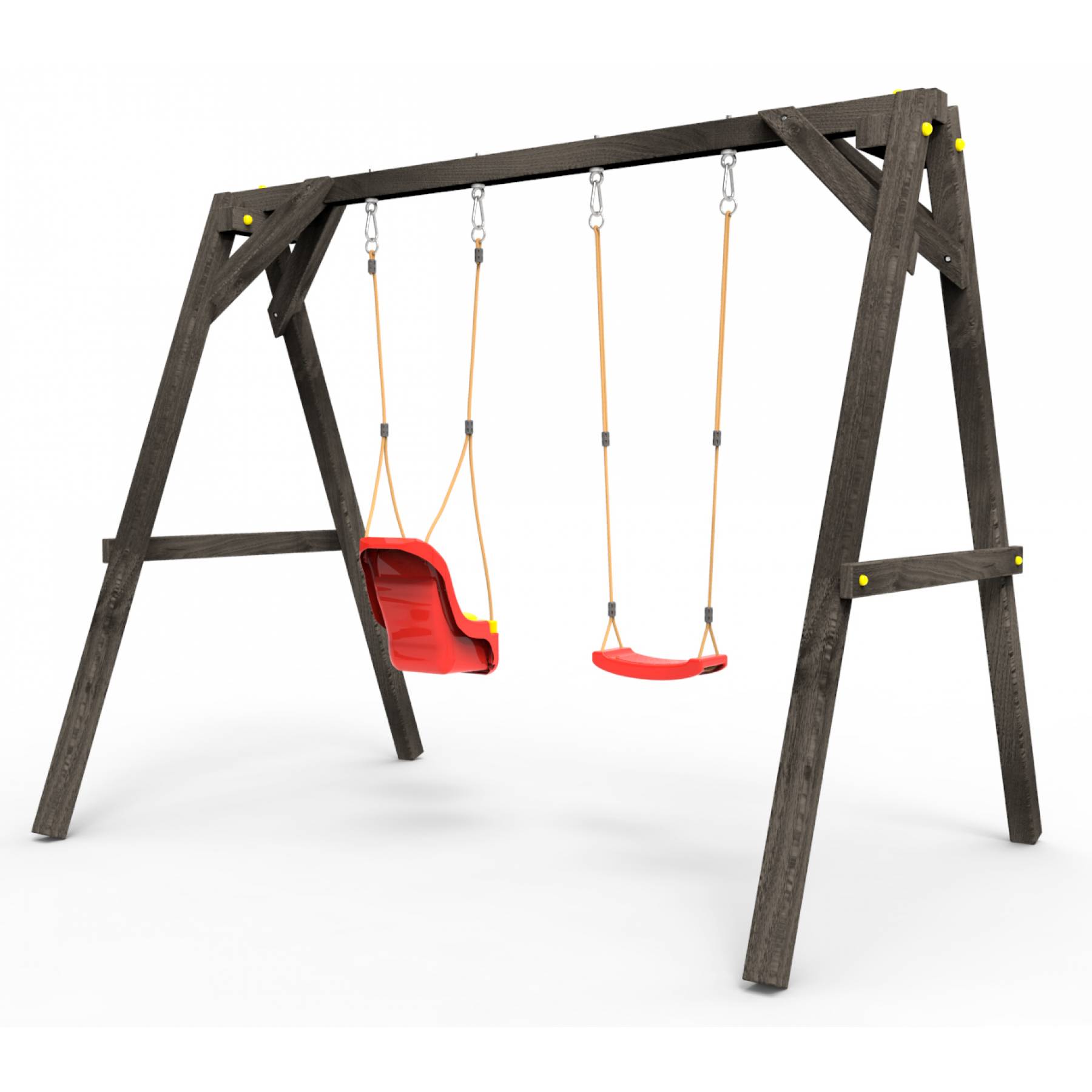 Деревянные качели Пикник 2 «Блэк» (качели для малышей + качели долька)