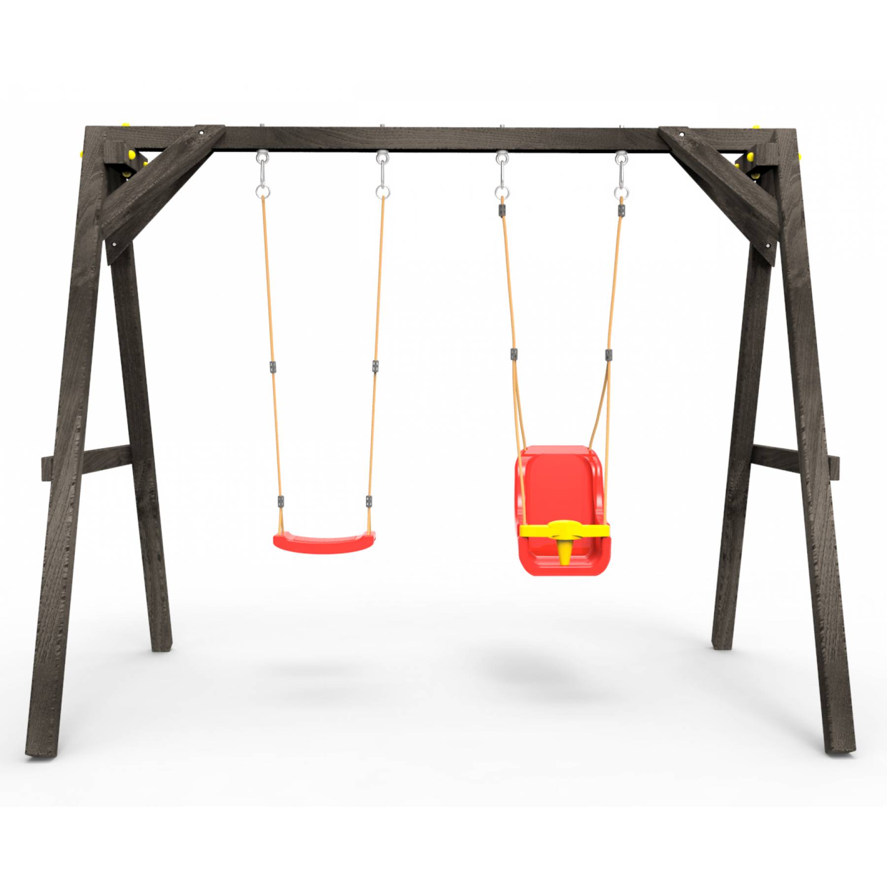 Деревянные качели Пикник 2 «Блэк» (качели для малышей + качели долька)