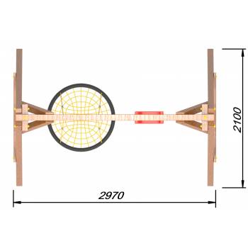 Деревянные качели Пикник 2 «Оптимус» (качели гнездо 1м + качели долька)