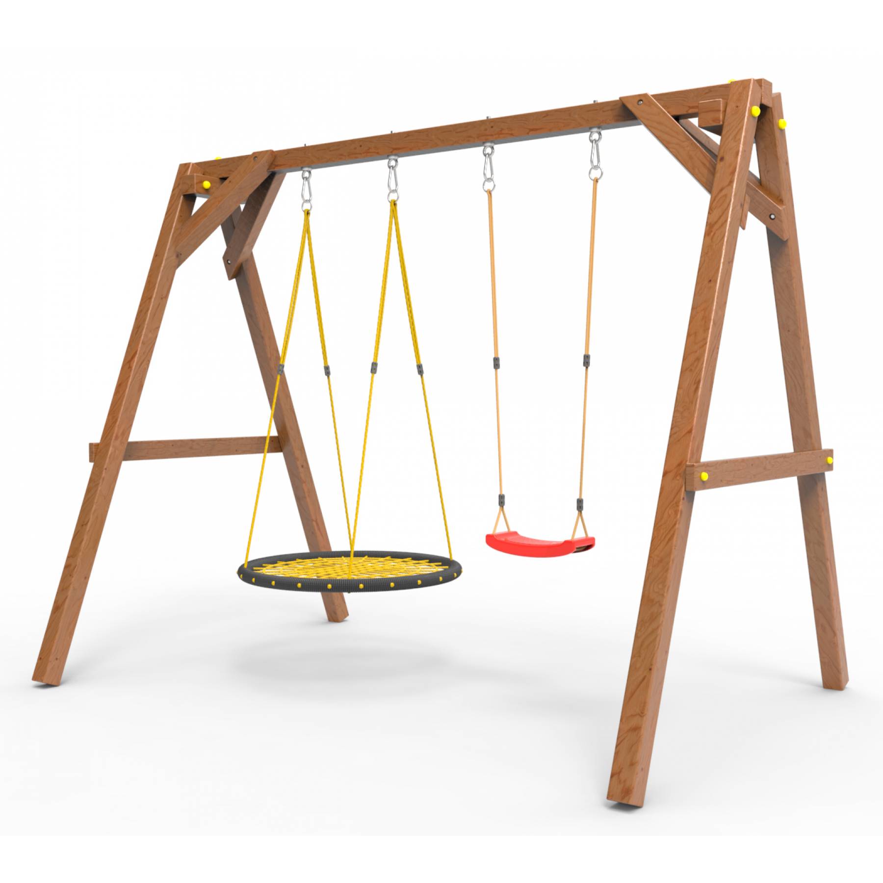 Деревянные качели Пикник 2 «Оптимус» (качели гнездо 1м + качели долька)