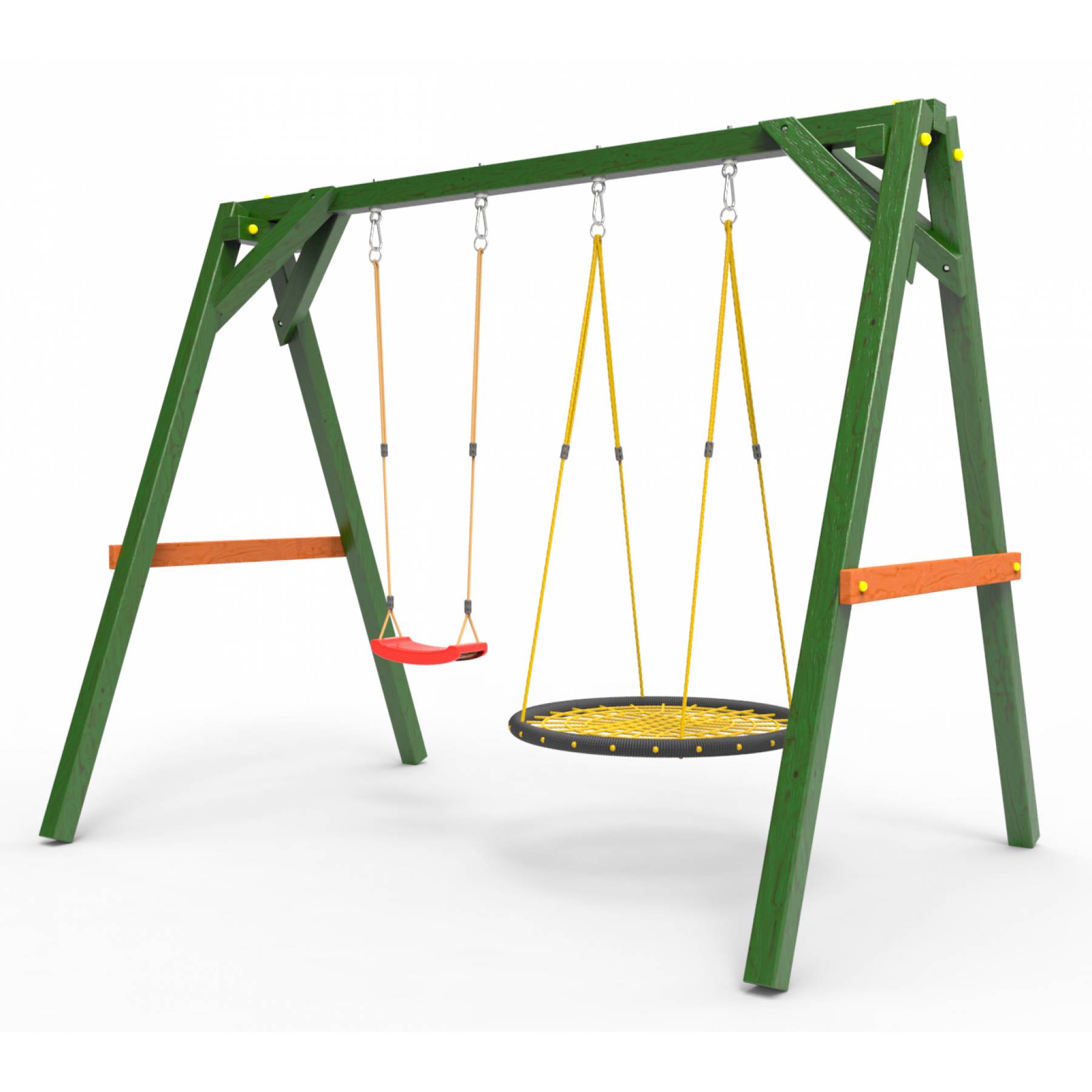 Деревянные качели Пикник 2 «Вега» (качели гнездо 1м + качели долька)