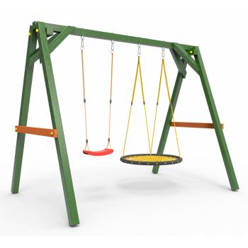 Деревянные качели Пикник 2 «Вега» (качели гнездо 1м + качели долька)
