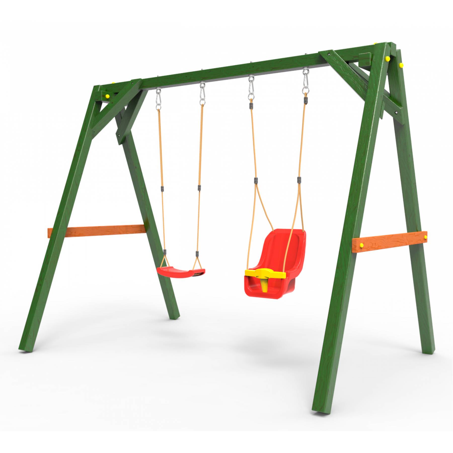 Деревянные качели Пикник 2 «Вега» (качели для малышей + качели долька)