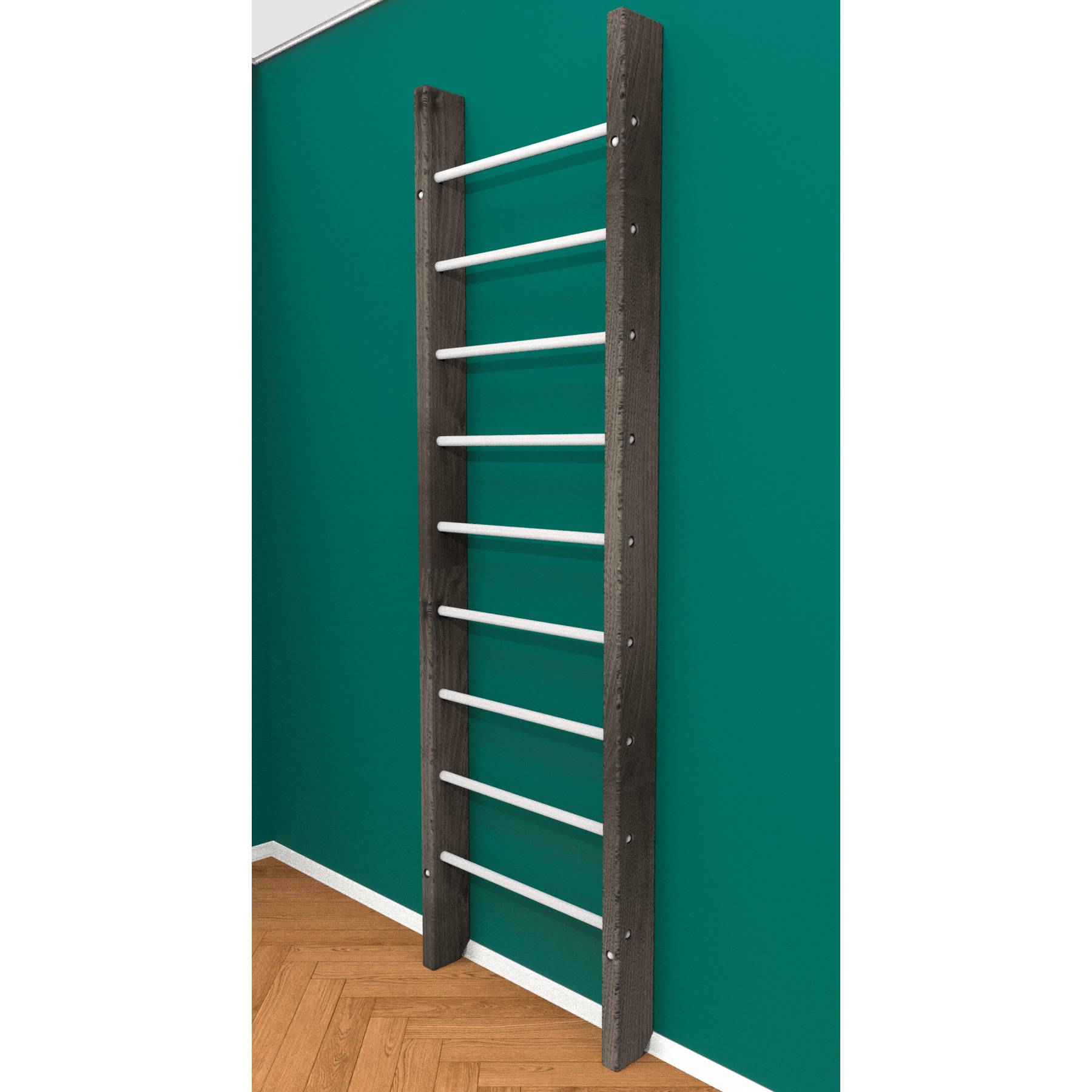 Деревянная шведская стенка «Кастерли» Black белые ступени