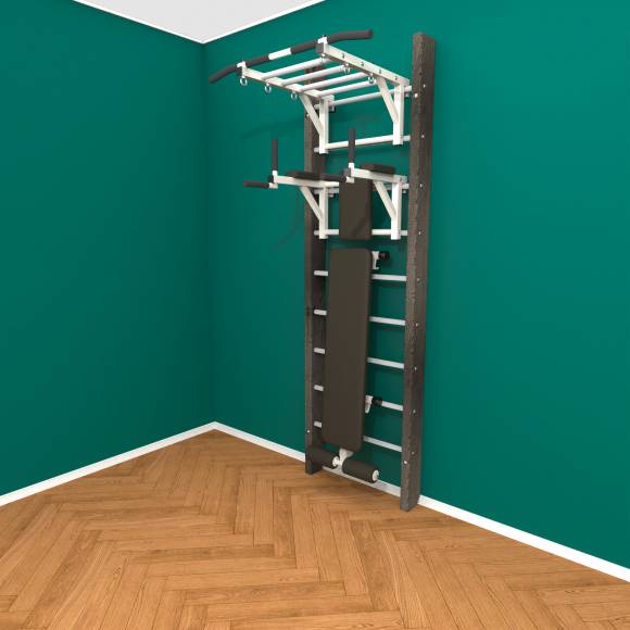 Деревянная шведская стенка «Кастерли» Black РБС белые ступени