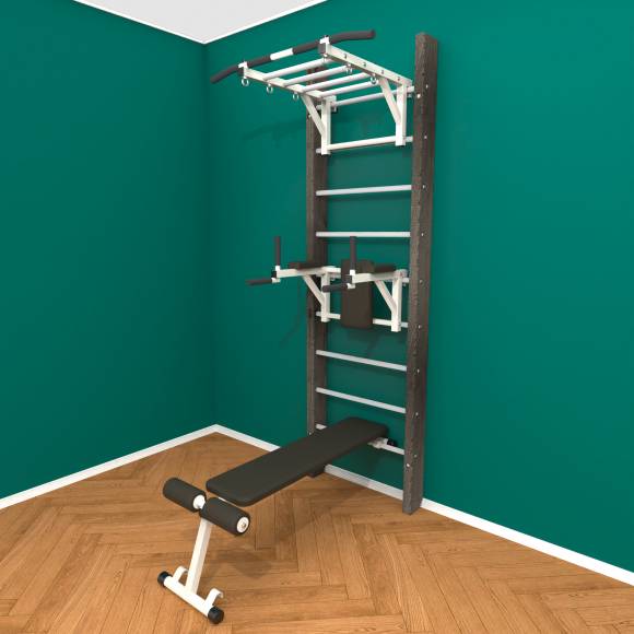 Деревянная шведская стенка «Кастерли» Black РБС белые ступени