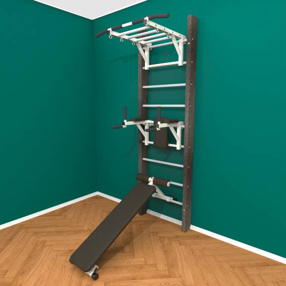 Деревянная шведская стенка «Кастерли» Black РБС белые ступени