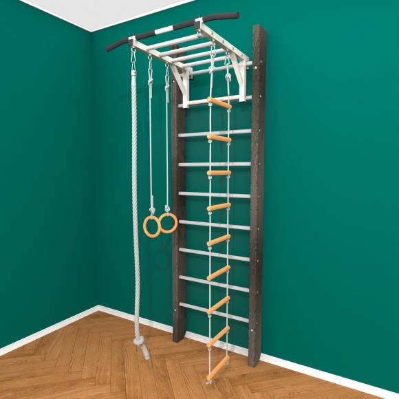 Деревянная шведская стенка «Кастерли» Black РД белые ступени