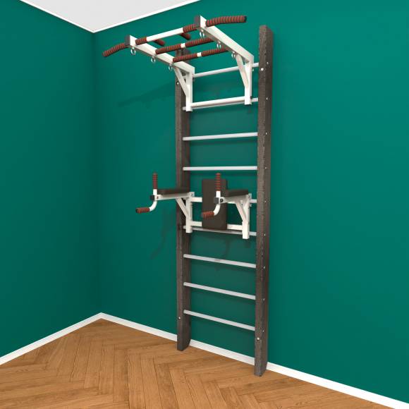 Деревянная шведская стенка «Кастерли» Black ТБ белые ступени