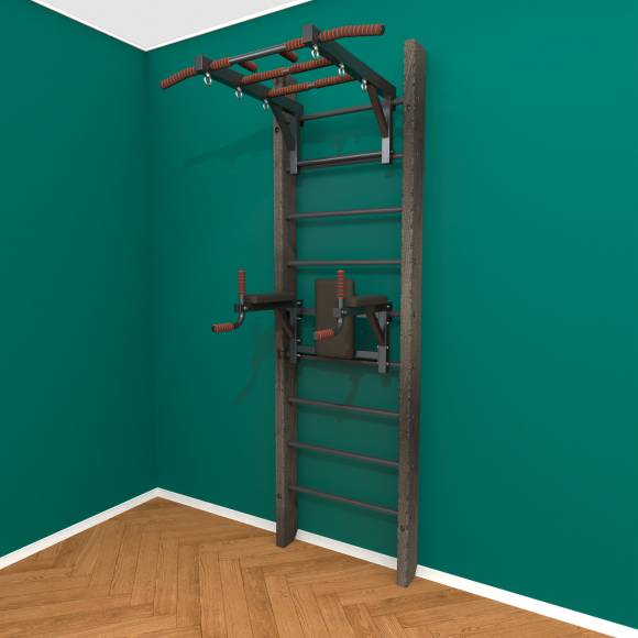 Деревянная шведская стенка «Кастерли» Black ТБ черные ступени