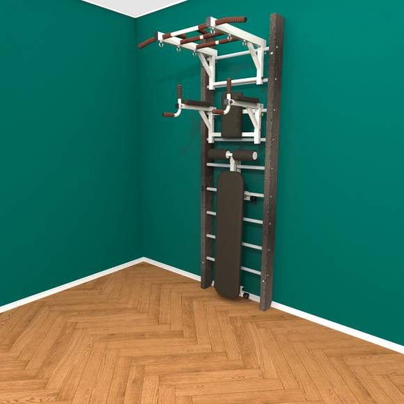 Деревянная шведская стенка «Кастерли»  Black ТБС белые ступени