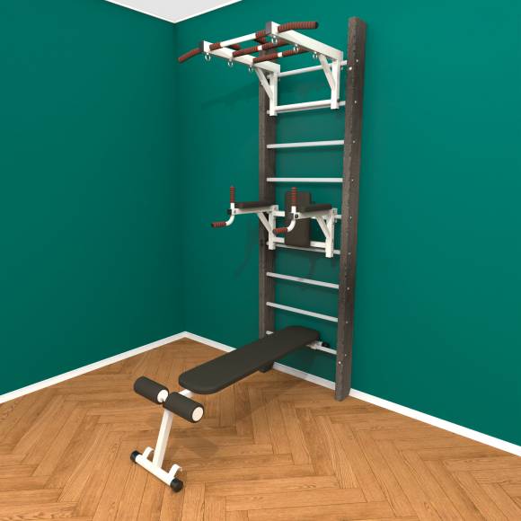 Деревянная шведская стенка «Кастерли»  Black ТБС белые ступени