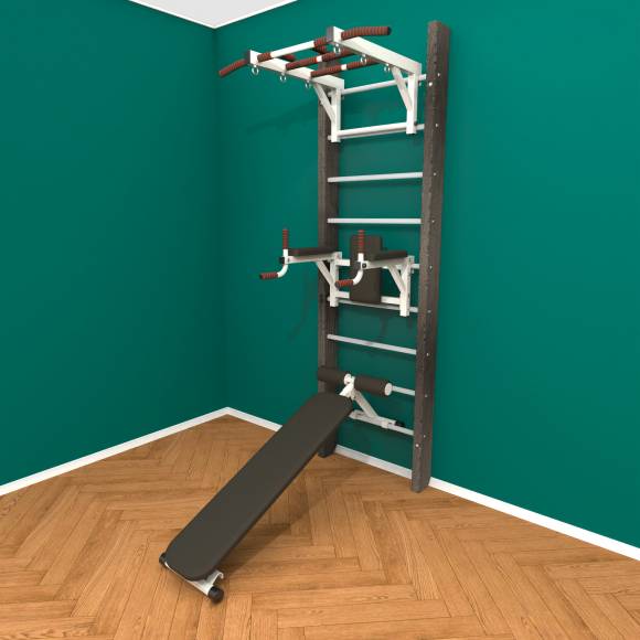 Деревянная шведская стенка «Кастерли»  Black ТБС белые ступени