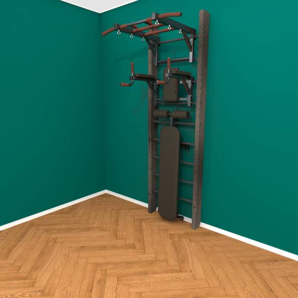 Деревянная шведская стенка «Кастерли»  Black ТБС черные ступени