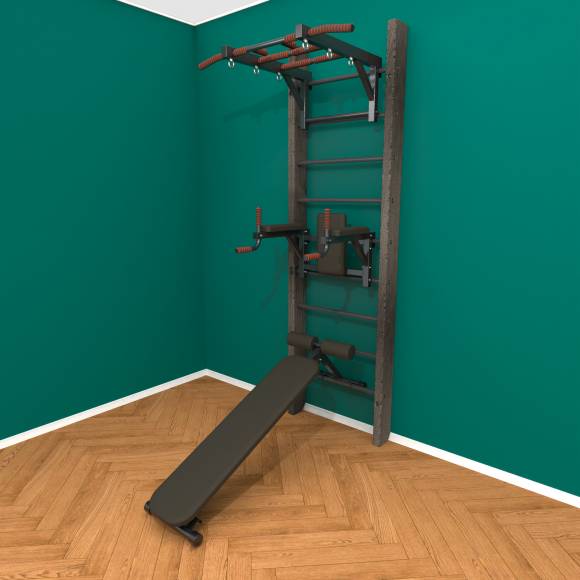 Деревянная шведская стенка «Кастерли»  Black ТБС черные ступени