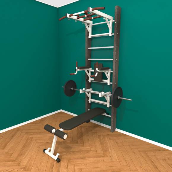 Деревянная шведская стенка «Кастерли» Black ТБСШ белые ступени