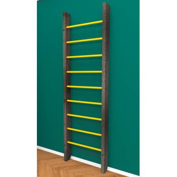 Деревянная шведская стенка «Кастерли»  Черный желтые ступени