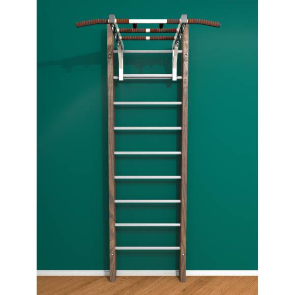 Деревянная шведская стенка «Кастерли» Classic с турником белые ступени