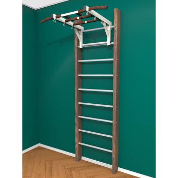 Деревянная шведская стенка «Кастерли» Классик с турником белые ступени