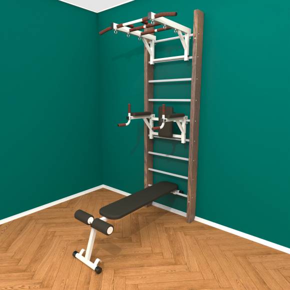 Деревянная шведская стенка «Кастерли» Classic ТБС белые ступени