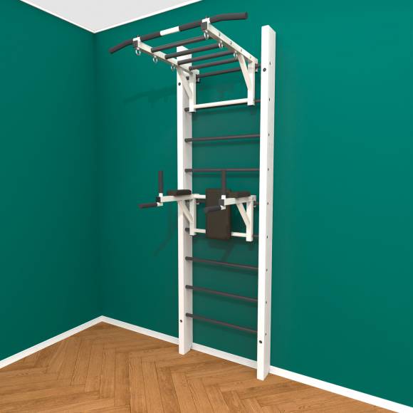 Деревянная шведская стенка «Кастерли» White РБ черные ступени