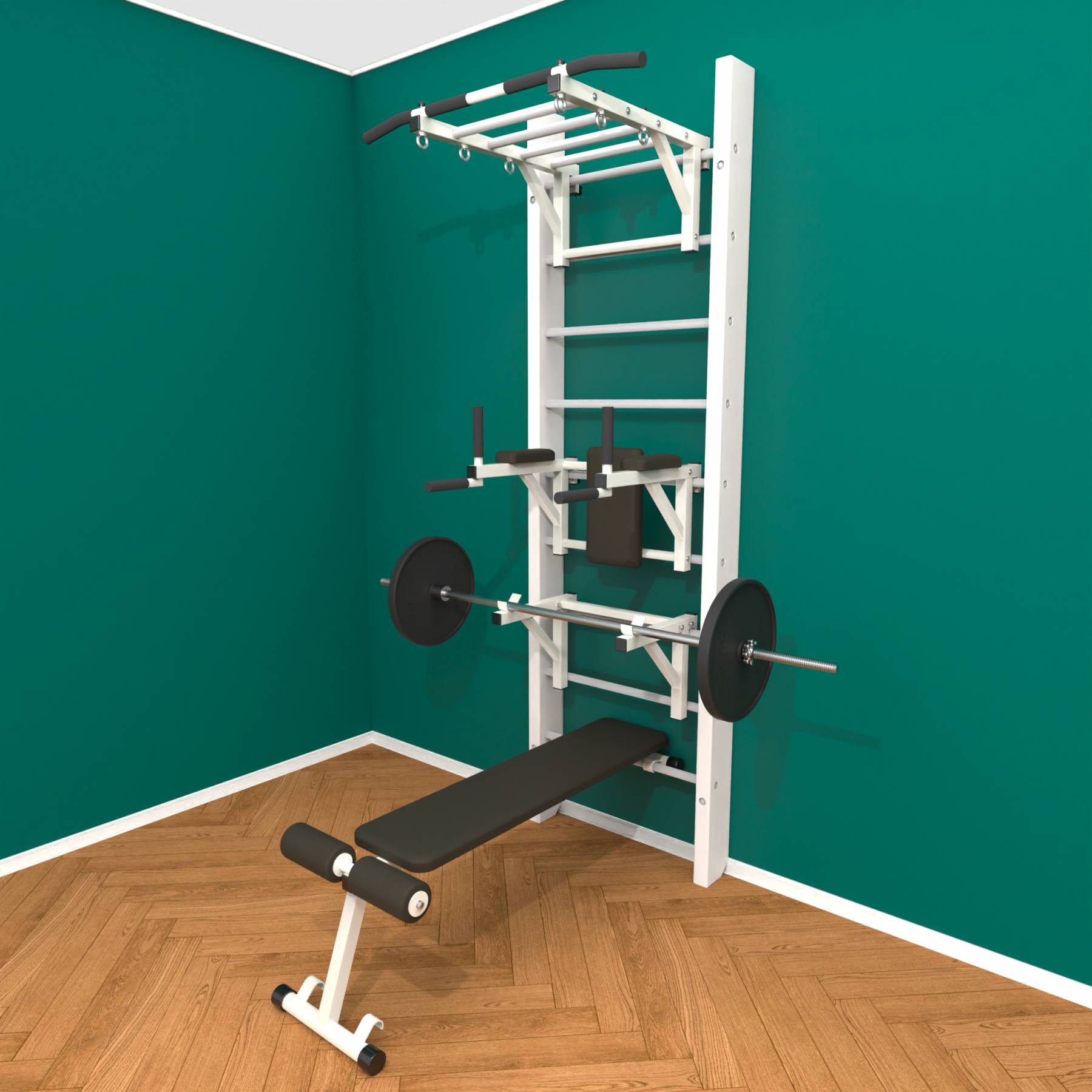 Деревянная шведская стенка «Кастерли» White РБСШ белые ступени