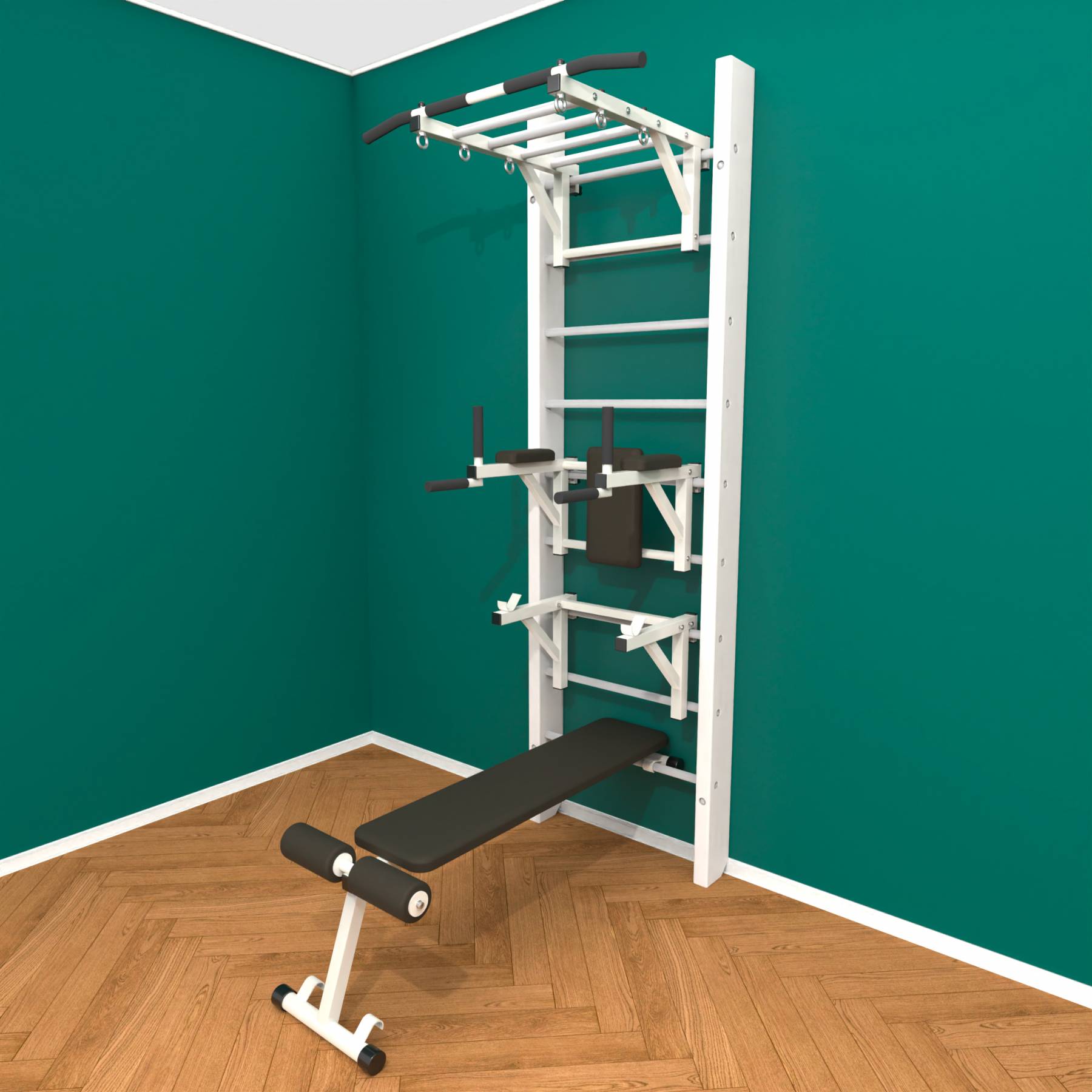 Деревянная шведская стенка «Кастерли» White РБСШ белые ступени