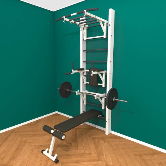 Деревянная шведская стенка «Кастерли» White РБСШ черные ступени