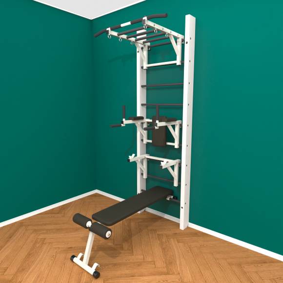 Деревянная шведская стенка «Кастерли» White РБСШ черные ступени