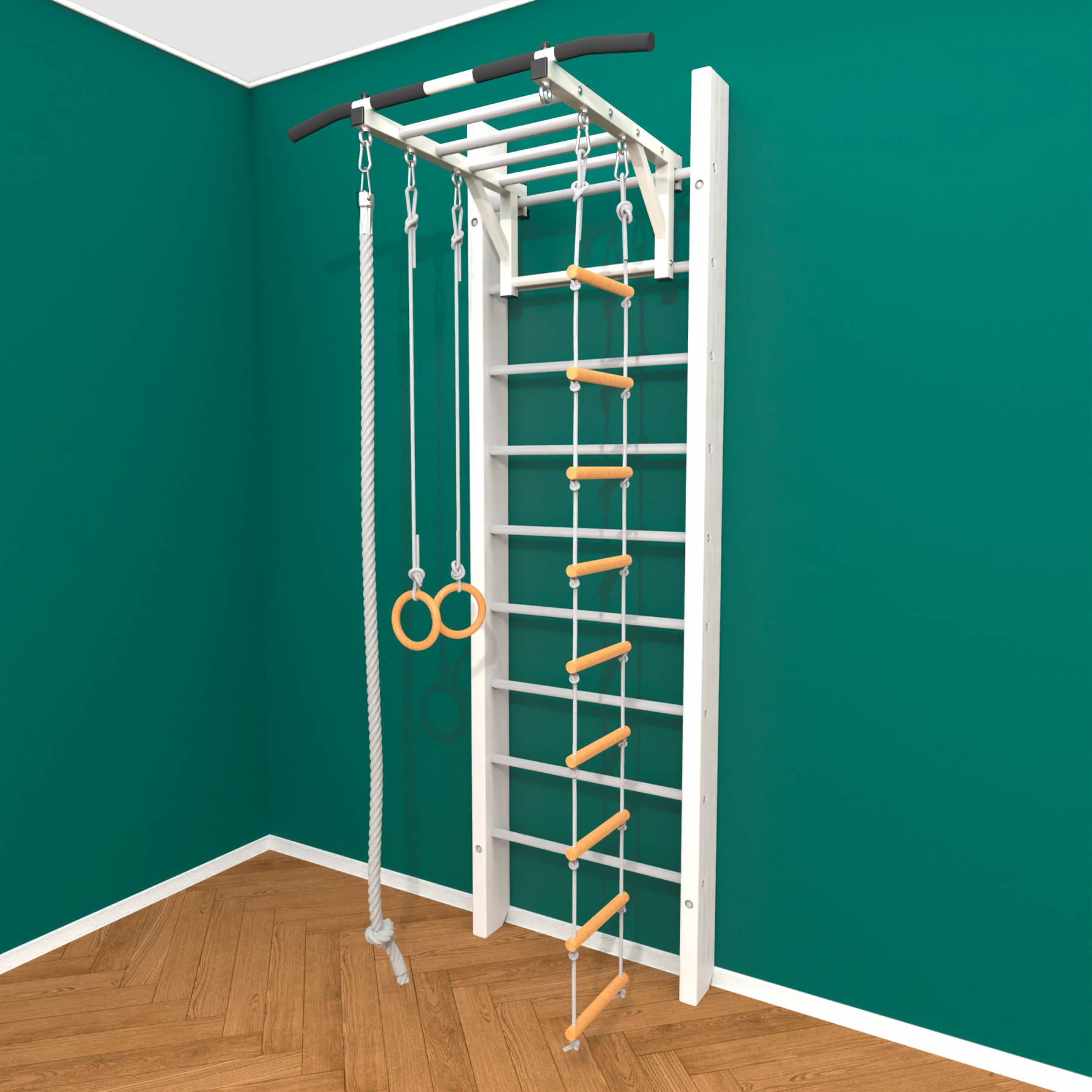 Деревянная шведская стенка «Кастерли» White РД белые ступени