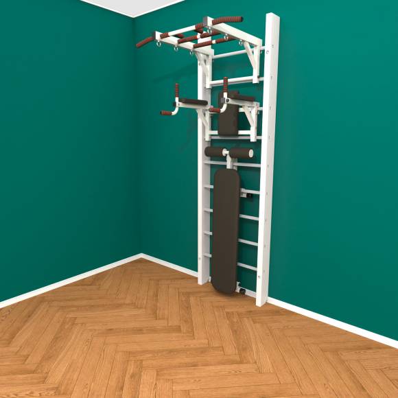 Деревянная шведская стенка «Кастерли» White ТБС белые ступени