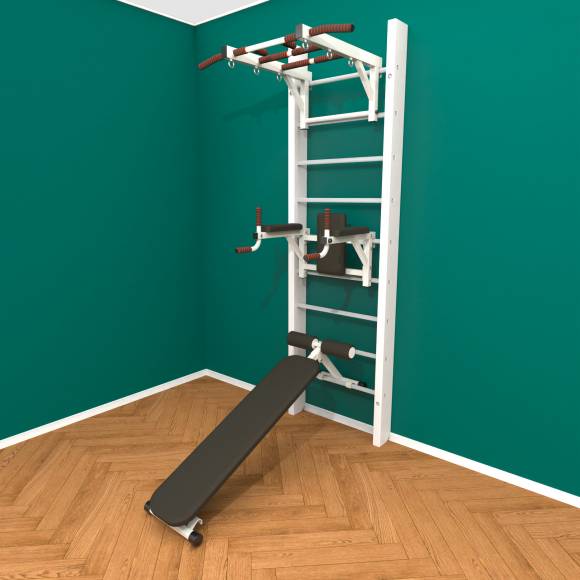 Деревянная шведская стенка «Кастерли» White ТБС белые ступени