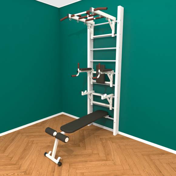 Деревянная шведская стенка «Кастерли» White ТБСШ белые ступени