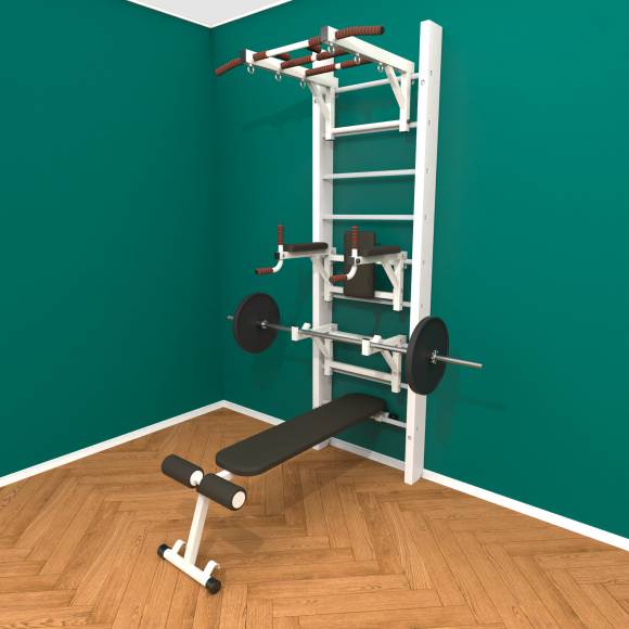 Деревянная шведская стенка «Кастерли» White ТБСШ белые ступени