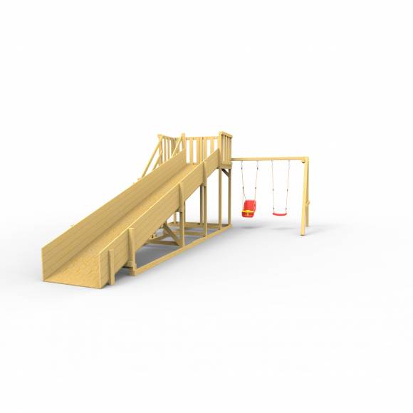 Детская площадка - деревянная горка Пикник «Зима №3» с качельной балкой
