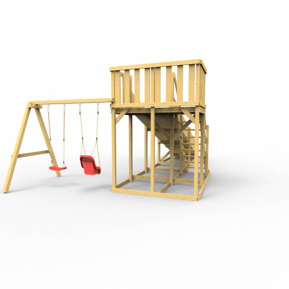 Детская площадка - деревянная горка Пикник «Зима №3» с качельной балкой