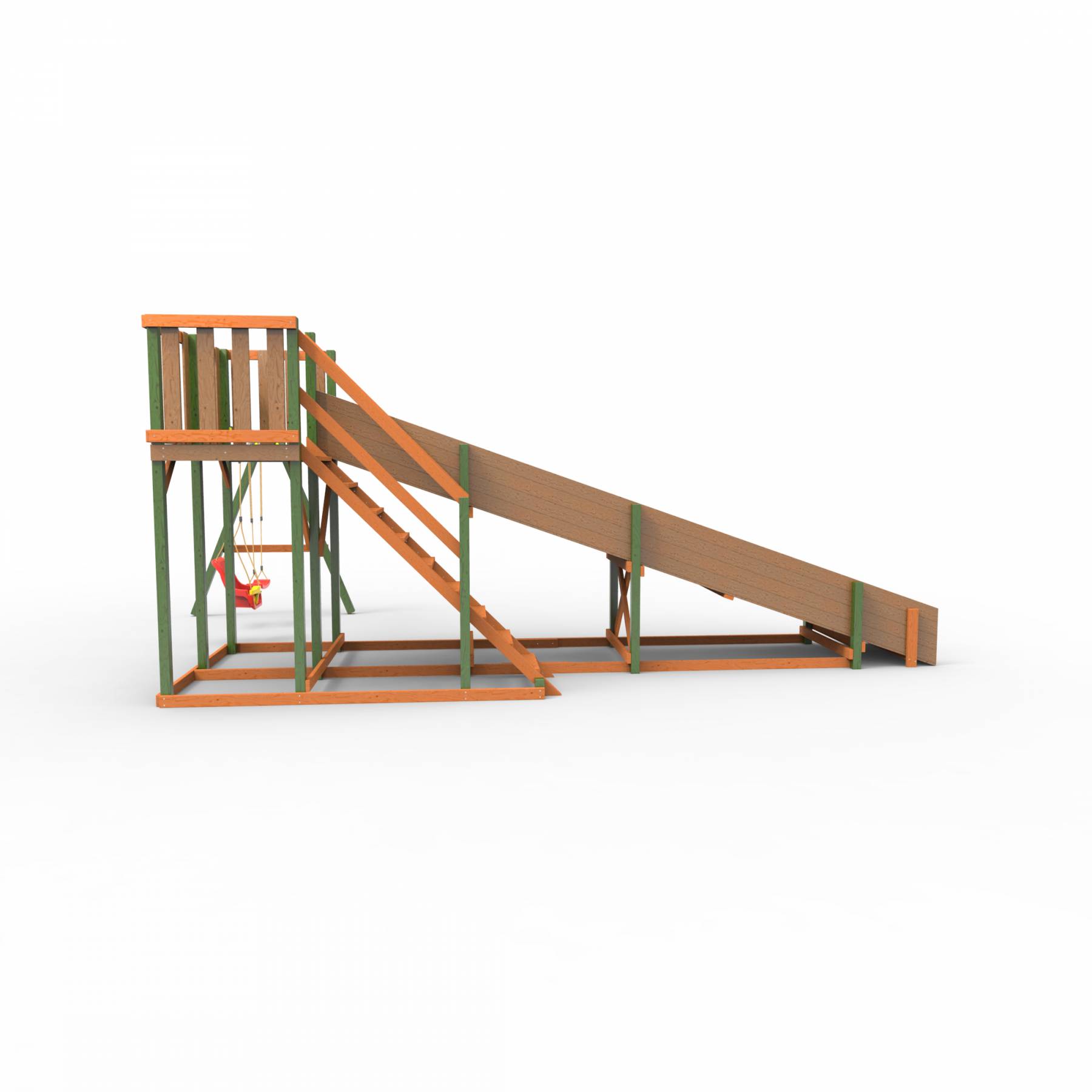 Детская площадка - деревянная горка Пикник «Зима №3» Вега  с качельной балкой