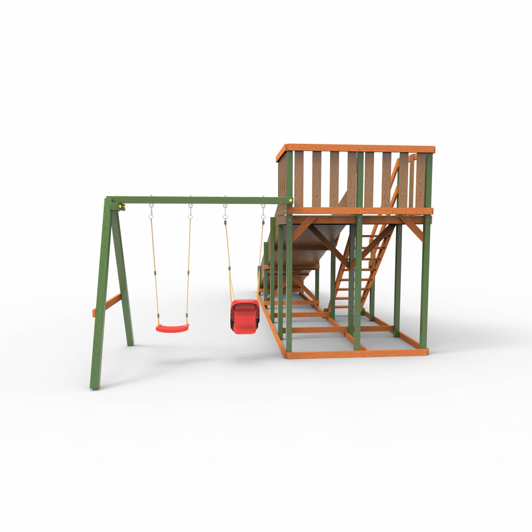 Детская площадка - деревянная горка Пикник «Зима №3» Вега  с качельной балкой