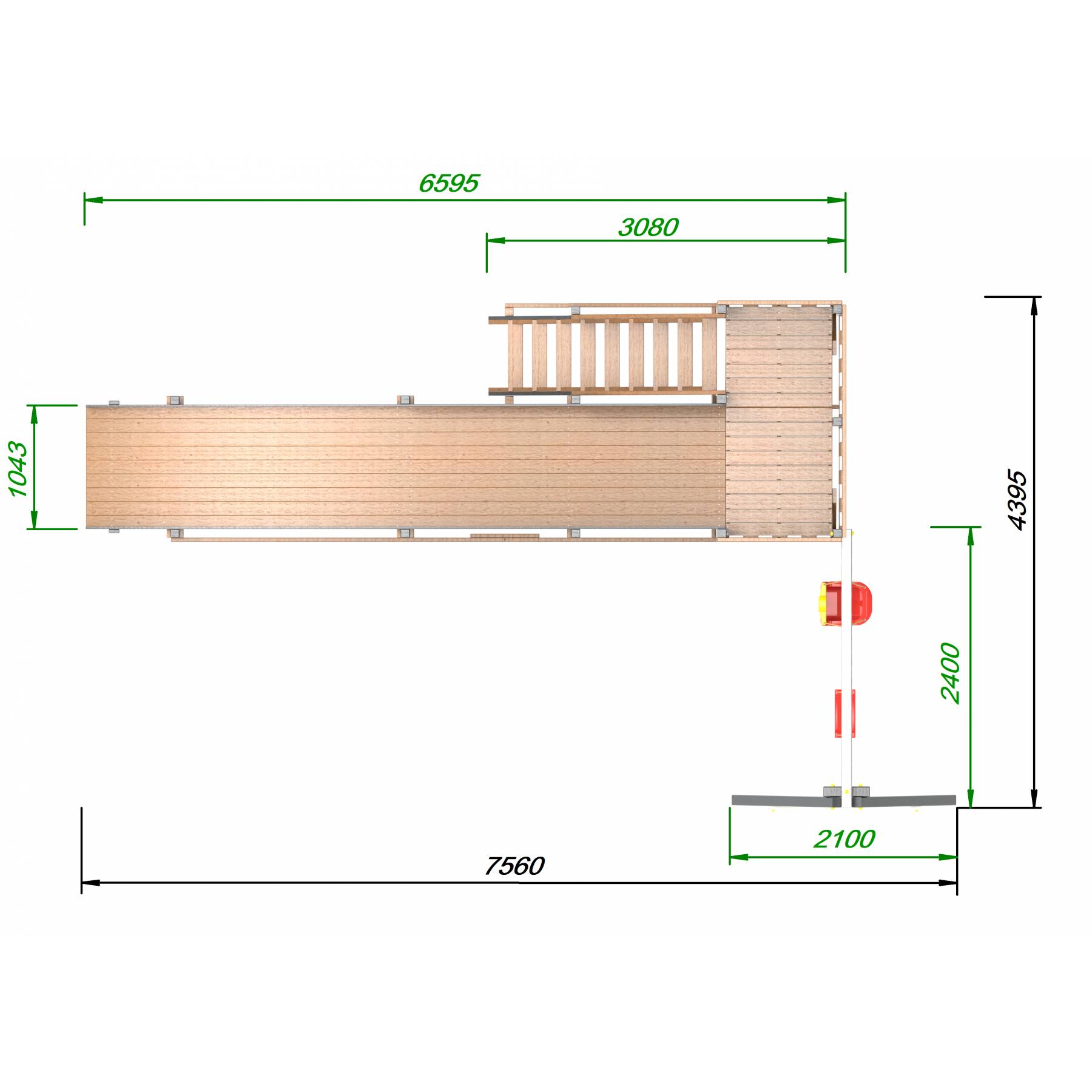 Детская площадка - деревянная горка Пикник «Зима №3» Вега  с качельной балкой