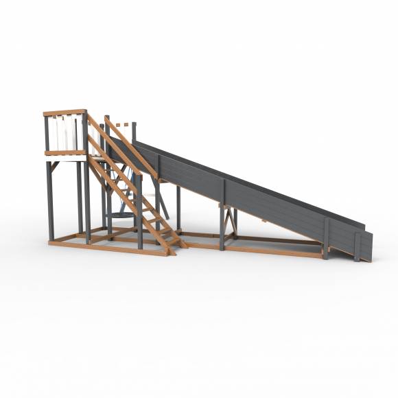 Детская площадка - деревянная горка Пикник «Зима №3» Ультра с качелями «Гнездо»