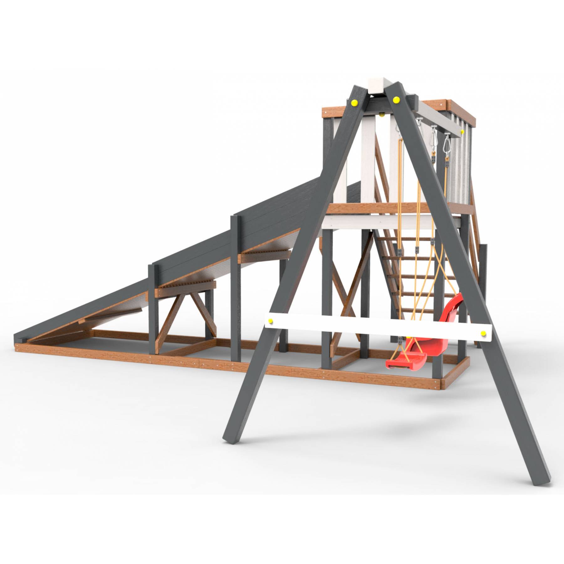 Детская площадка - деревянная горка Пикник «Зима №2» Ультра с качельной балкой