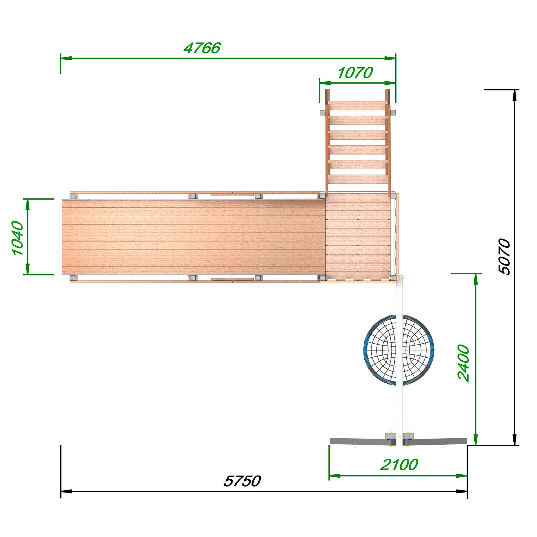 Детская площадка - деревянная горка Пикник «Зима №2» Ультра с качелями «Гнездо»